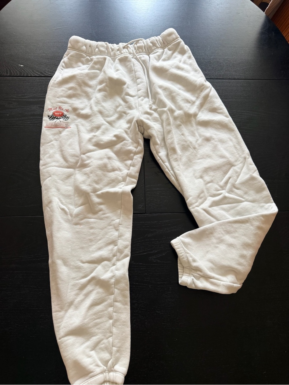 White Men's Fleece Melrose Place Sweatpants - Comfortable Everyday Joggers